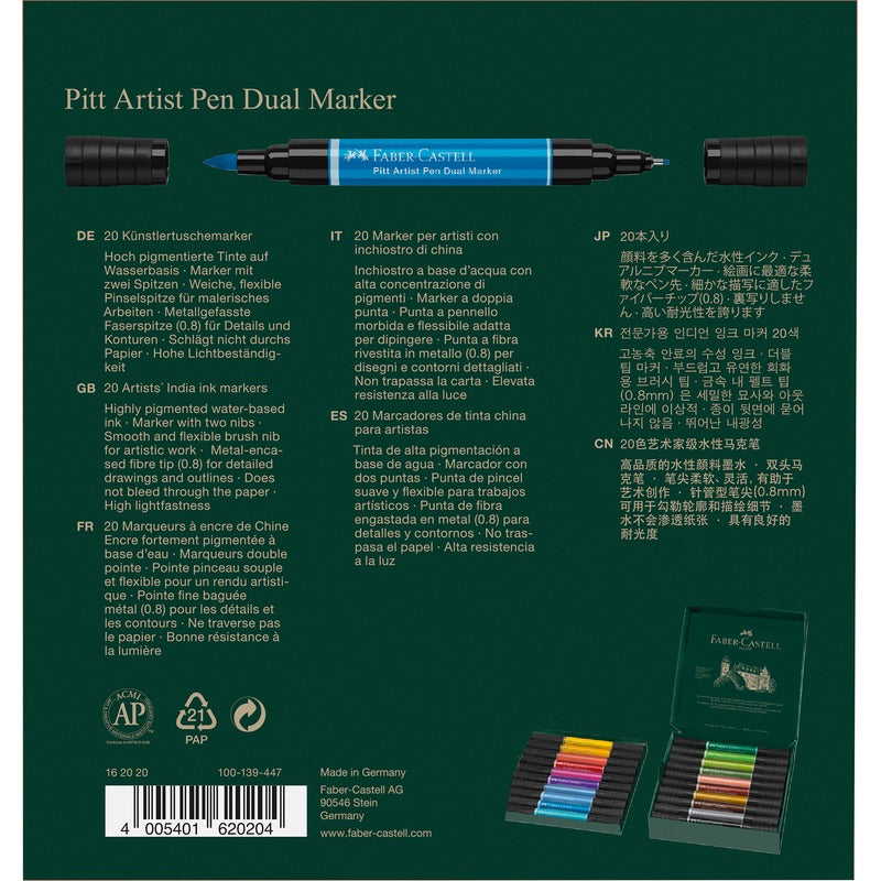 Dark Slate Gray Faber-Castell Pitt Artist Pen, Dual Marker, 20Pcs Pens and Markers