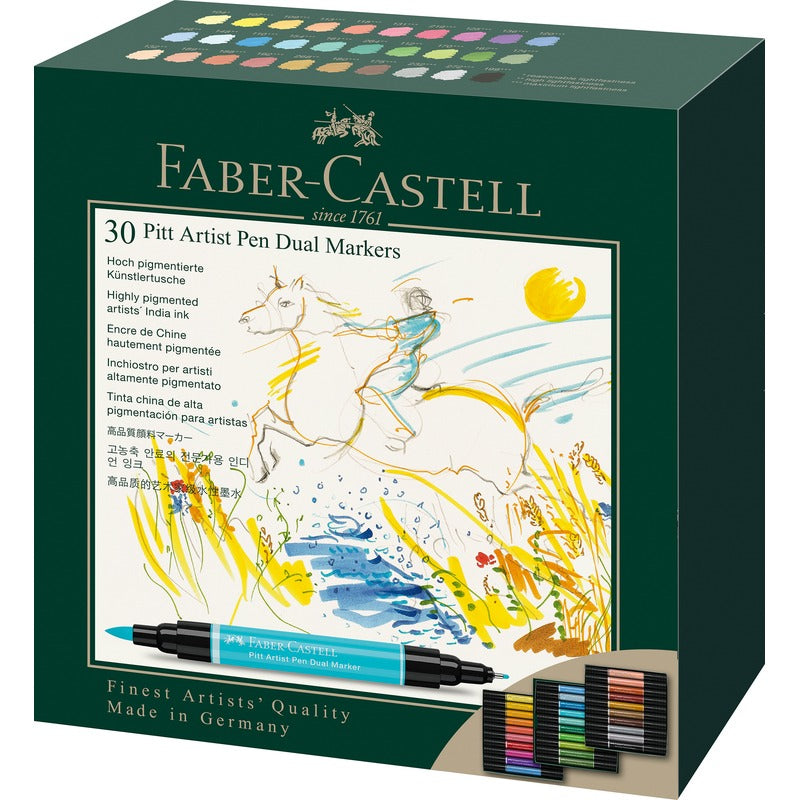 Dark Slate Gray Faber-Castell Pitt Artist Pen, Dual Marker, 30Pcs Pens and Markers