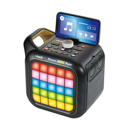 Karaoke light party speaker with LED grid display and tablet screen for lyrics