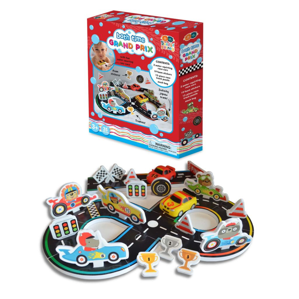 White Smoke Bath Time Racing Car Grand Prix Set Bath Time Fun