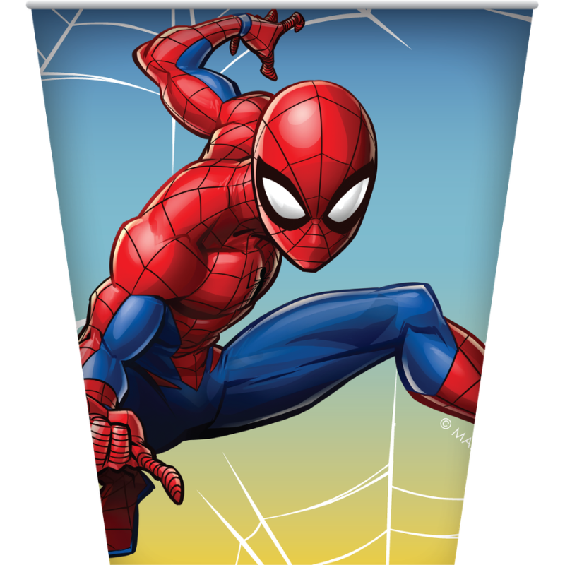 White Smoke Paper Cups 270ml 8 Pack - Spiderman Themed Parties