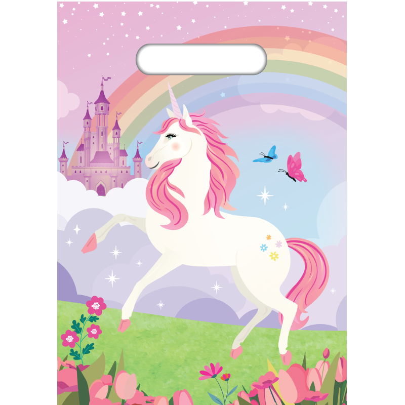 White Smoke Party Bag Plastic, 8 Pack - Unicorn Themed Parties
