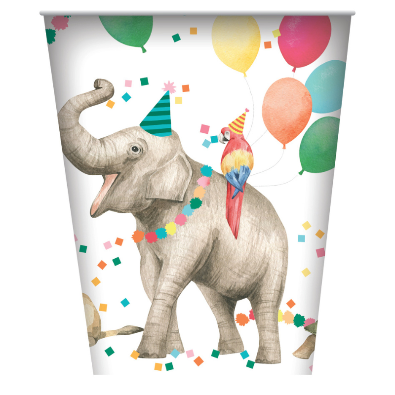 White Smoke Paper Cups 270ml 8 Pack - Party Animal Themed Parties