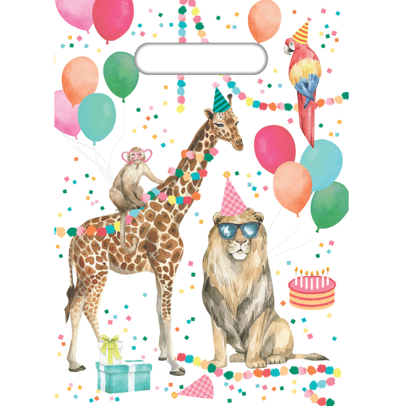 White Smoke Party Bag Plastic, 8 Pack - Party Animals Themed Parties