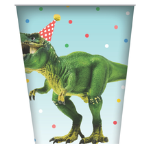 White Smoke Paper Cups 270ml 8 Pack - Dinosaur Themed Parties