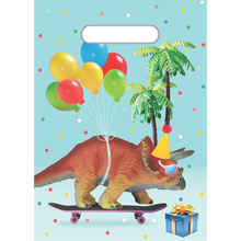 Light Blue Party Bag Plastic, 8 Pack - Dinosaur Themed Parties