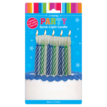 Deep Sky Blue Candle Quick Light 12 Pack - Blue Assorted Candles