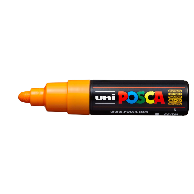 White Smoke Posca PC 7M Bold Bullet Tip Paint Marker, Bright Yellow Paint Markers