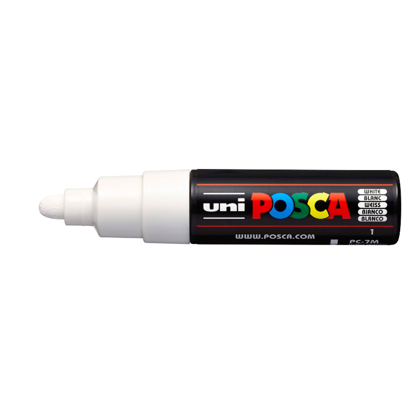 White Smoke Posca PC 7M Bold Bullet Tip Paint Marker, White Paint Markers
