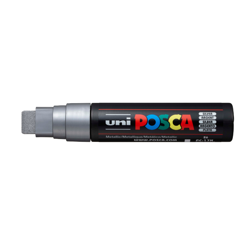 Dark Slate Gray Posca PC17  Broad Chisel Tip Paint Marker, Silver Paint Markers