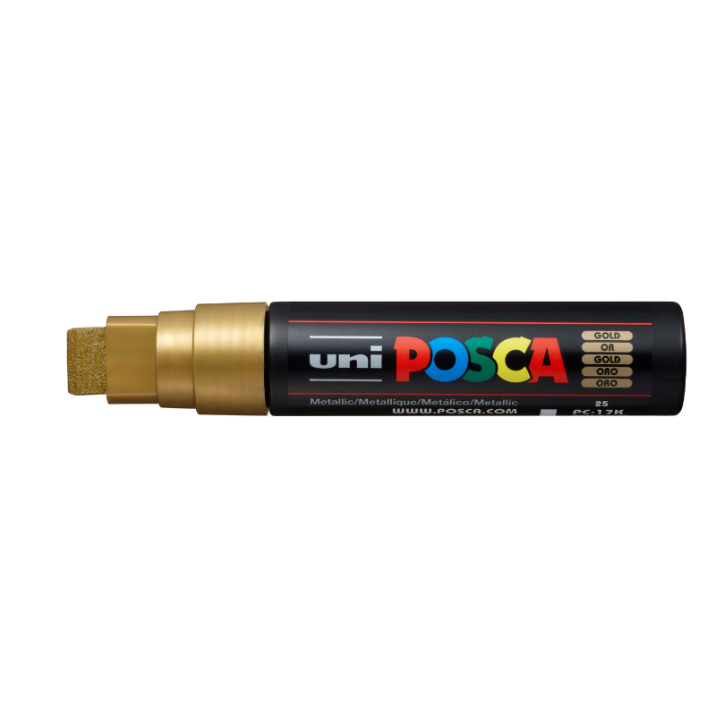 Black Posca PC17  Broad Chisel Tip Paint Marker, Gold Paint Markers
