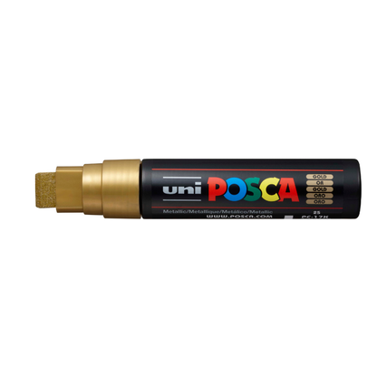 Black Posca PC17  Broad Chisel Tip Paint Marker, Gold Paint Markers