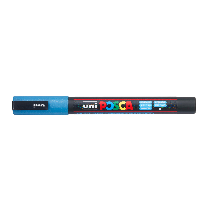 Dark Gray Posca PC-3M Fine Bullet Tip Paint Marker, Glitter Light Blue Paint Markers