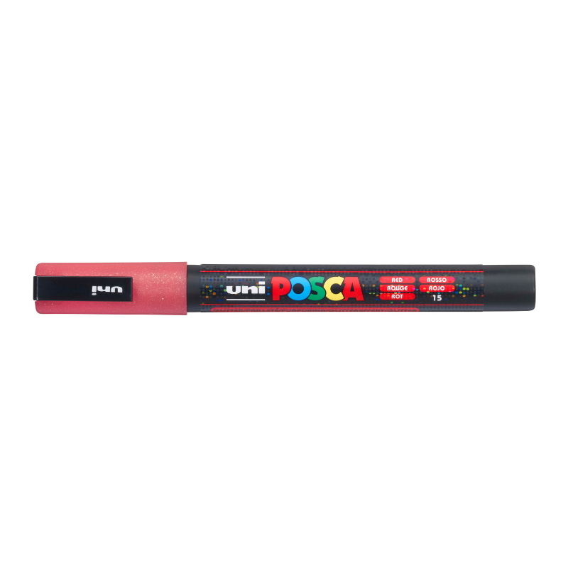 Dark Gray Posca PC-3M Fine Bullet Tip Paint Marker, Glitter Red Paint Markers