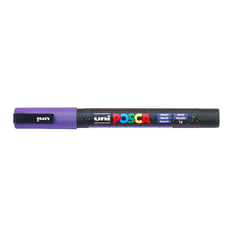 Light Gray Posca PC-3M Fine Bullet Tip Paint Marker, Glitter Violet Paint Markers