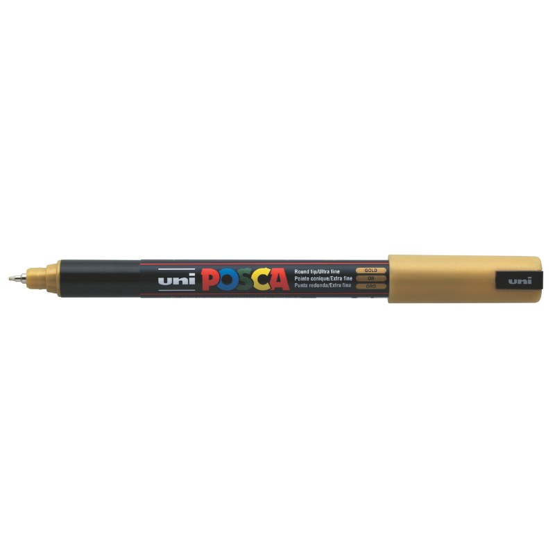 Gray Posca PC 1MR Ultra Fine Bullet Tip Paint Marker, Gold Paint Markers