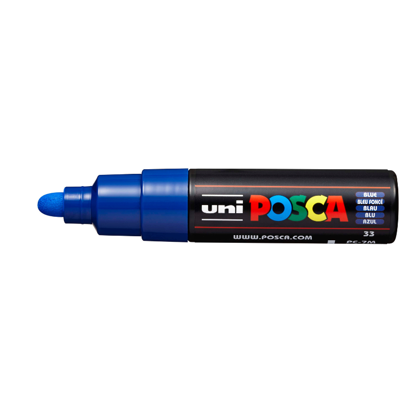 White Smoke Posca PC 7M Bold Bullet Tip Paint Marker, Blue Paint Markers