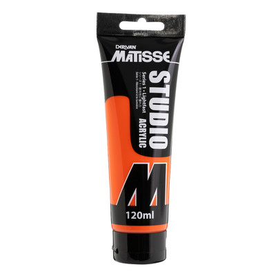 White Smoke Derivan Matisse Studio Acrylic Paint, 120ml, Fluro Orange Acrylic Paints