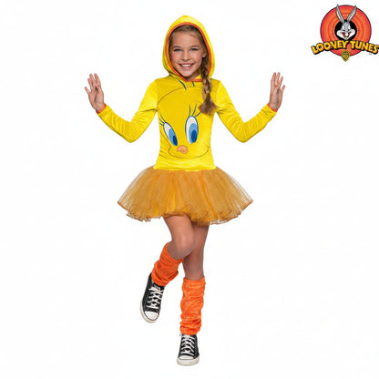 White Smoke Tweety Girls Hooded Costume Costumes