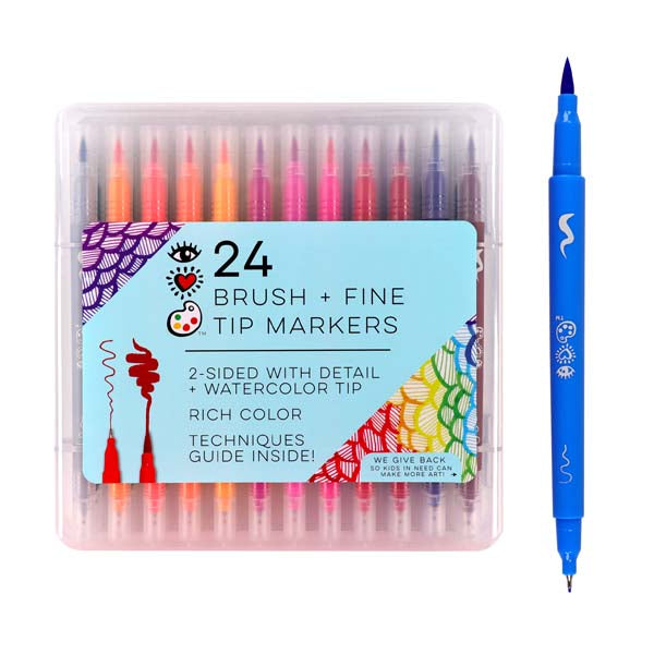 White Smoke I Heart Art Markers with Brush and Fine Tip, Set 24 Easter