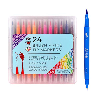 White Smoke I Heart Art Markers with Brush and Fine Tip, Set 24 Easter