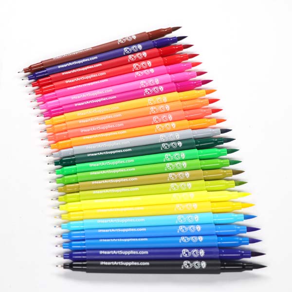White Smoke I Heart Art Markers with Brush and Fine Tip, Set 24 Easter