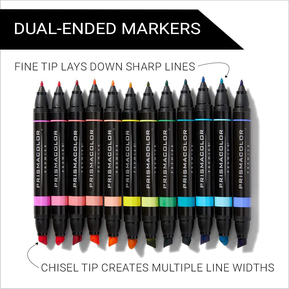 White Smoke Prismacolor Premier Dual-Ended Art Markers – Hyper Brights, Set of 12 Pens & Markers