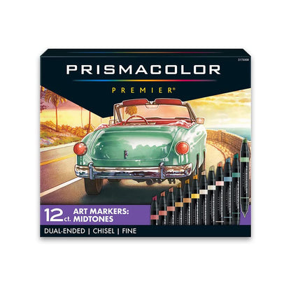 Black Prismacolor Premier Dual-Ended Art Markers – Mid Tones, Set of 12 Pens & Markers