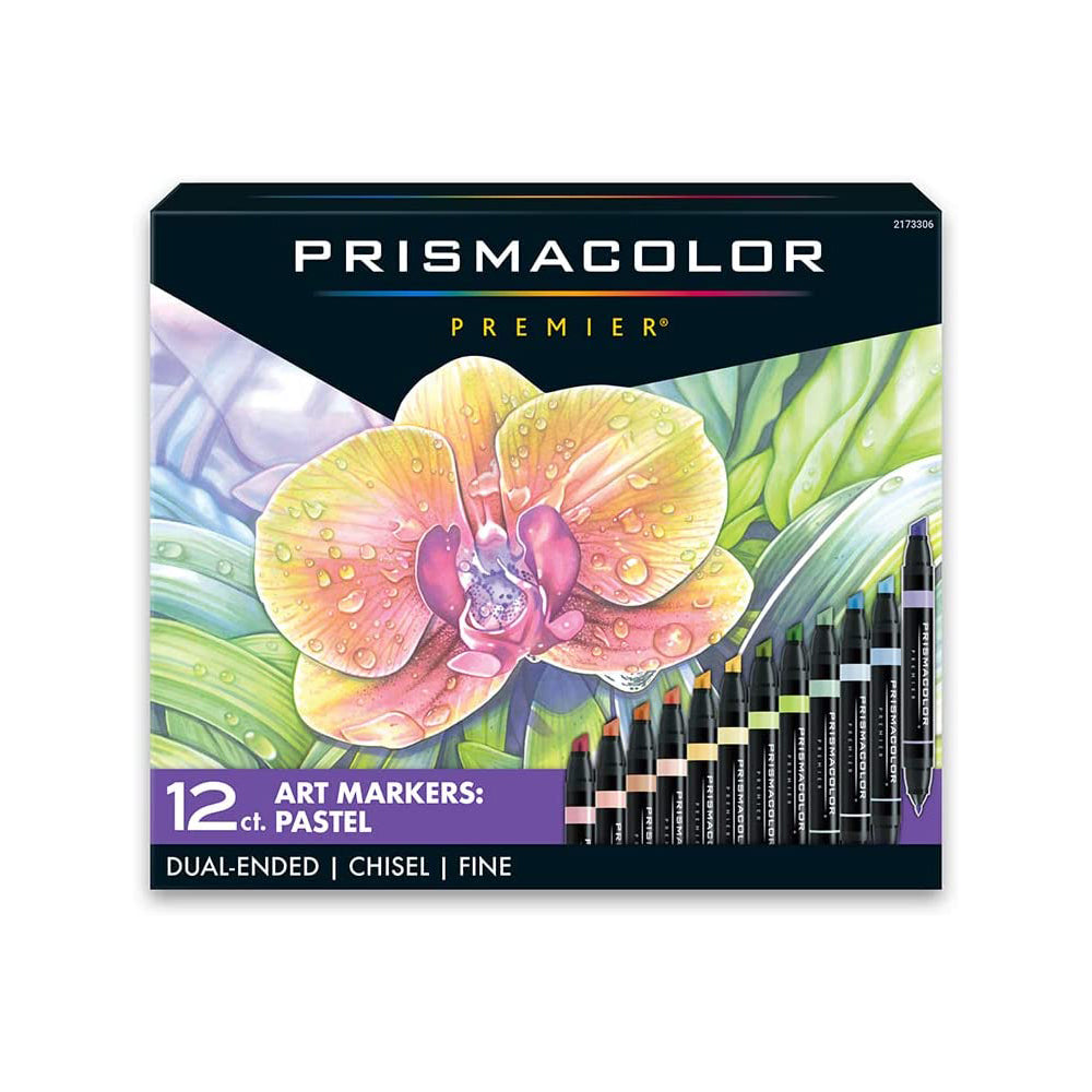 Black Prismacolor Premier Dual-Ended Art Markers – Pastel Colours, Set of 12 Pens & Markers