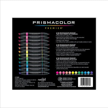 White Smoke Prismacolor Premier Dual-Ended Art Markers – Hyper Brights, Set of 12 Pens & Markers