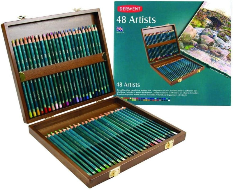 White Smoke Derwent Artists Pencil Wooden Box 48 Pencils