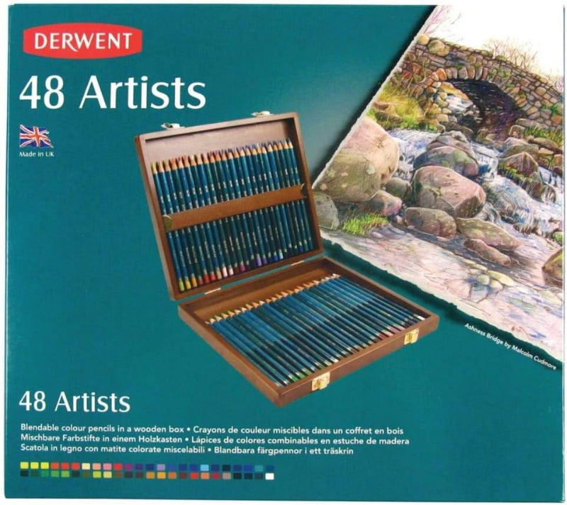 Dark Cyan Derwent Artists Pencil Wooden Box 48 Pencils
