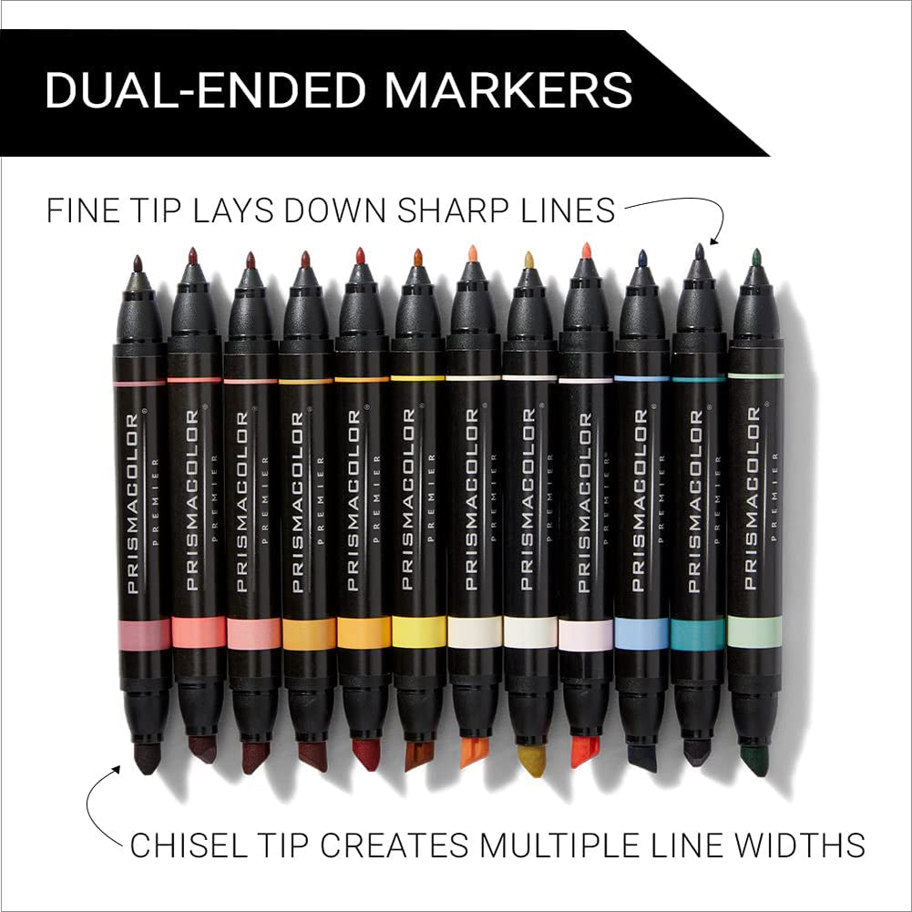White Smoke Prismacolor Premier Dual-Ended Art Markers – Mid Tones, Set of 12 Pens & Markers
