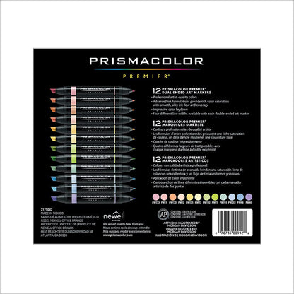 White Smoke Prismacolor Premier Dual-Ended Art Markers – Pastel Colours, Set of 12 Pens & Markers