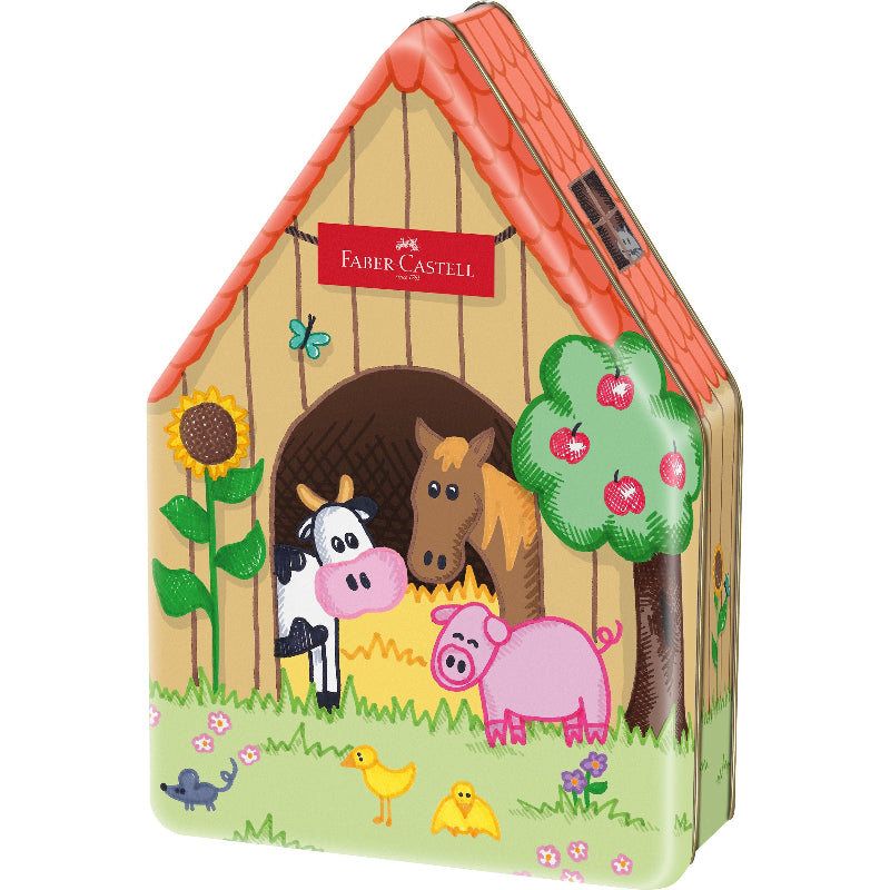 White Smoke Faber Castell Connector Pens, with Animal Farm Tin - 15 pack Kids Activities