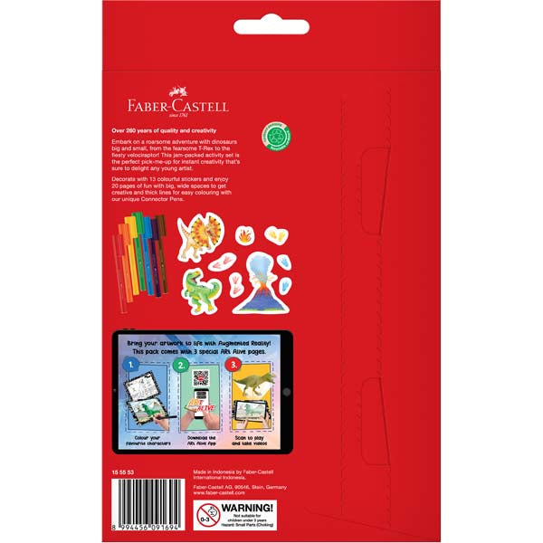 Firebrick Faber Castell Dino Adventures Colour & Sticker Set Kids Paper And Pads