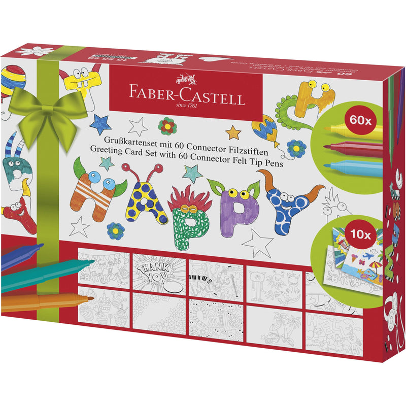 Light Gray Faber Castell Connector Pen Colour Markers Greeting Card Sets – Pack of 60 Playing & Learning