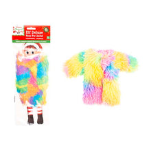 White Smoke Xmas Elves Deluxe Long Fluffy Faux Fur Rainbow Jacket, for use with our Bendable Elf Christmas