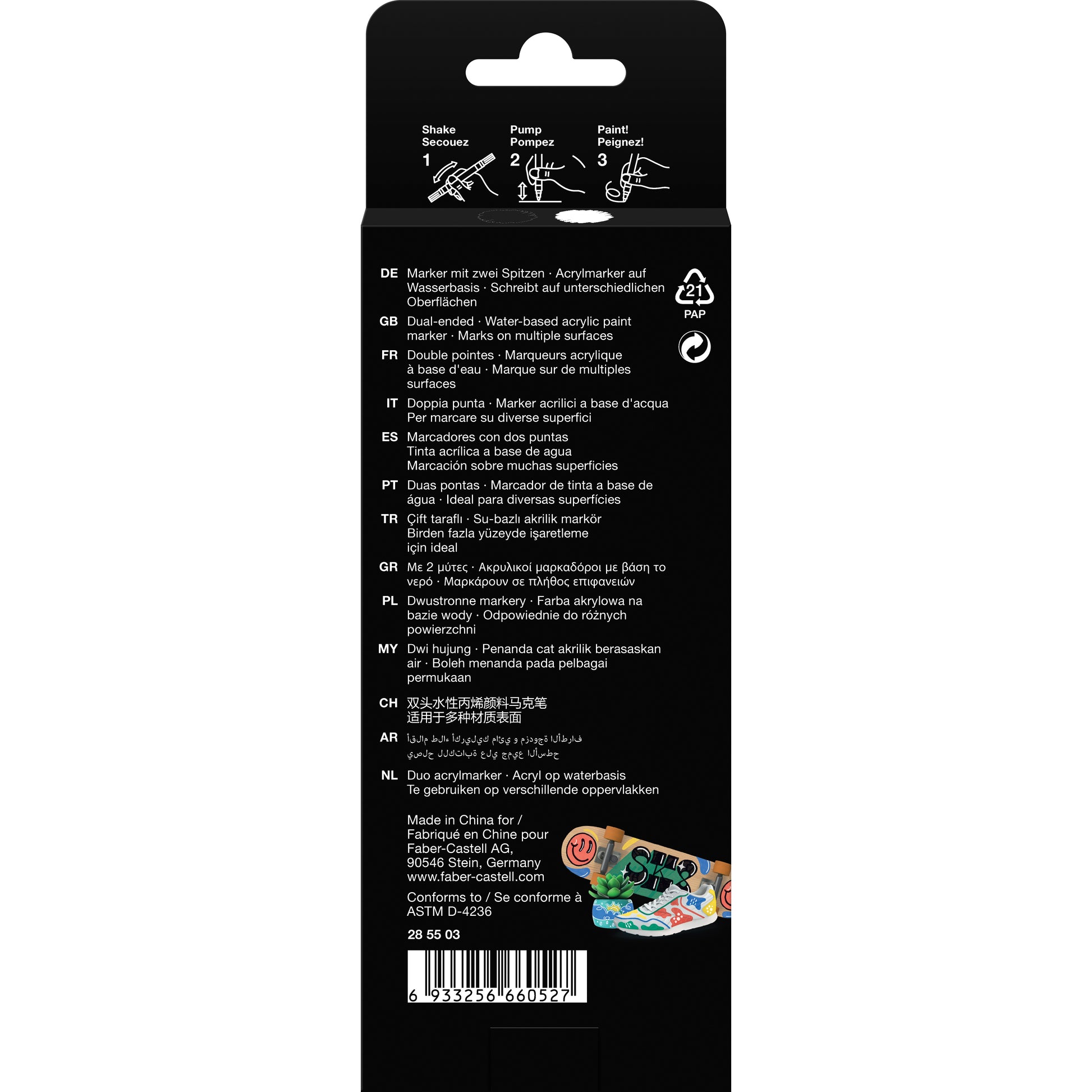 Black Faber Castell Black Edition Shake & Paint Markers, Black and White, Set of 2 Playing & Learning