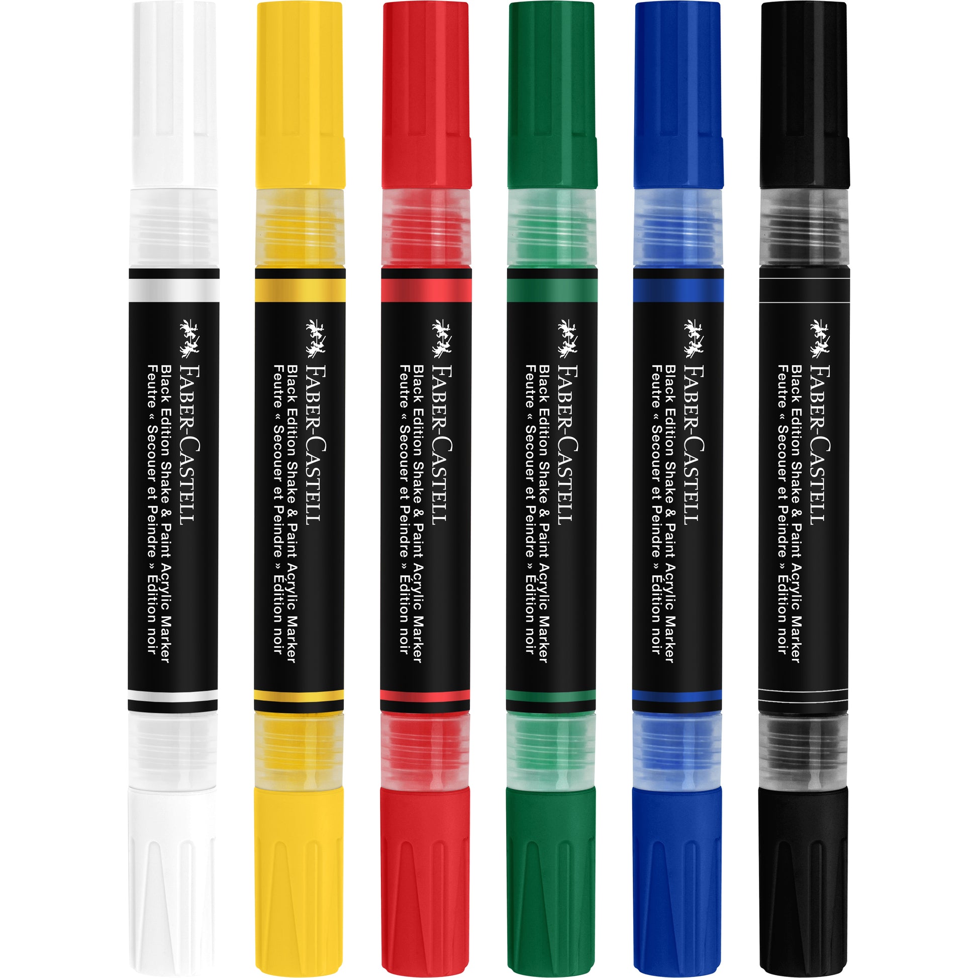 Black Faber Castell Black Edition Shake & Paint Markers, Classic colours, Set of 6 Playing & Learning