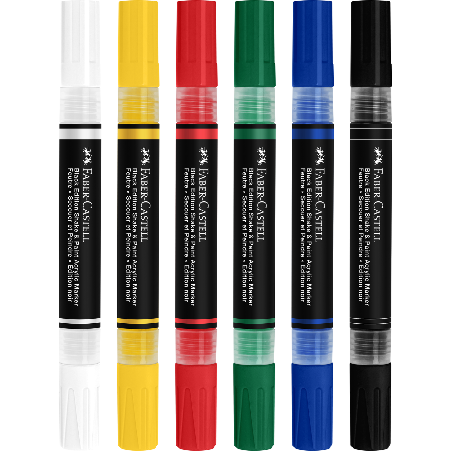 Black Faber Castell Black Edition Shake & Paint Markers, Classic colours, Set of 6 Playing & Learning