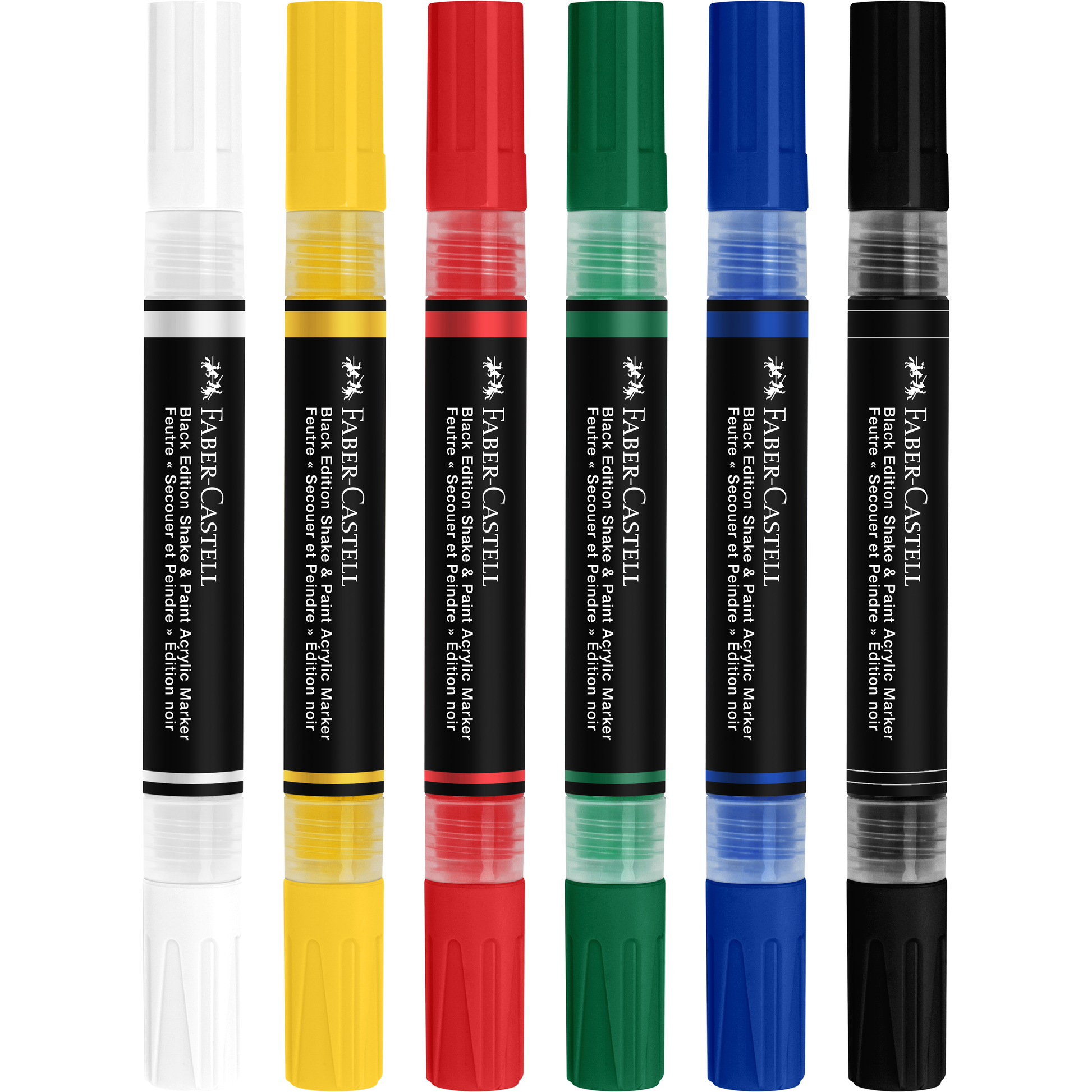 Black Faber Castell Black Edition Shake & Paint Markers, Classic colours, Set of 6 Playing & Learning