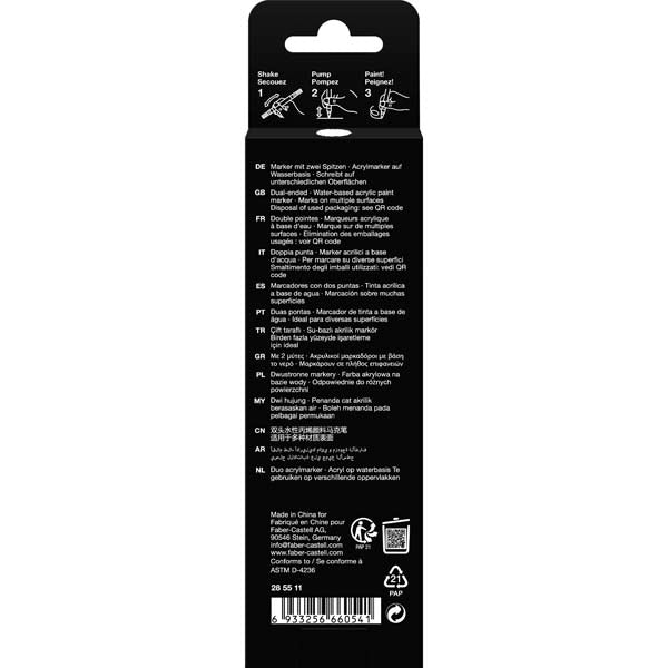 Black Faber Castell Black Edition Acrylic Shake & Paint Marker, White - 1 Pack Kids Markers