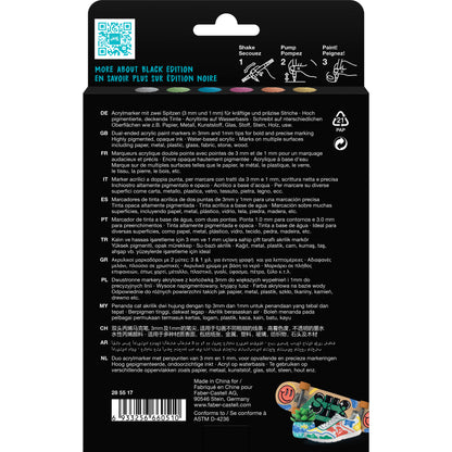 Black Faber Castell Black Edition Shake & Paint Markers, Metallic colours, Set of 6 Playing & Learning