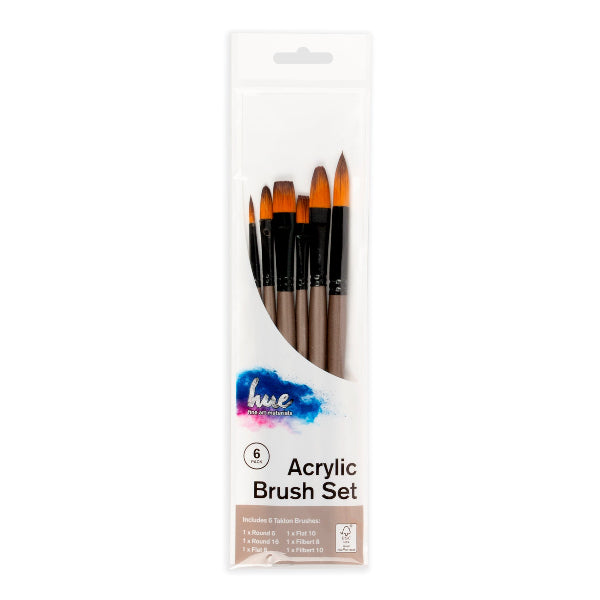 Lavender Hue Brush Set Acrylic Taklon 6Pc Value Pk#10 Paint Brushes