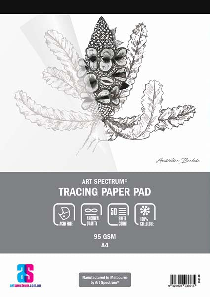 White Smoke Art Spectrum Tracing Pad, A4 95gsm 50 sheet pads Tracing Pads