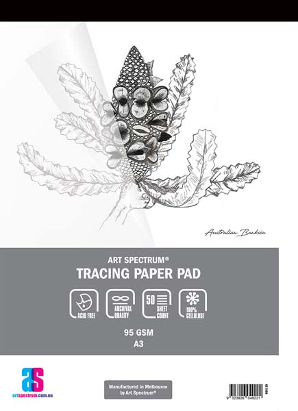 White Smoke Art Spectrum Tracing Pad, A3 95gsm 50 sheet pads Tracing Pads