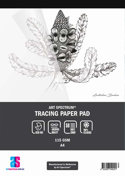 White Smoke Art Spectrum Tracing Pad, A4 115gsm 50 sheet pads Tracing Pads