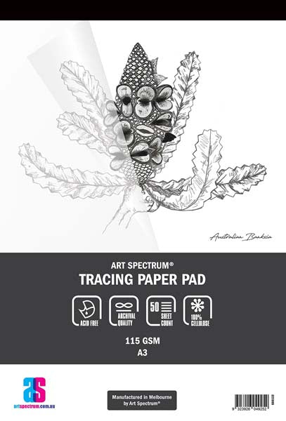 White Smoke Art Spectrum Tracing Pad, A3 115gsm 50 sheet pads Tracing Pads