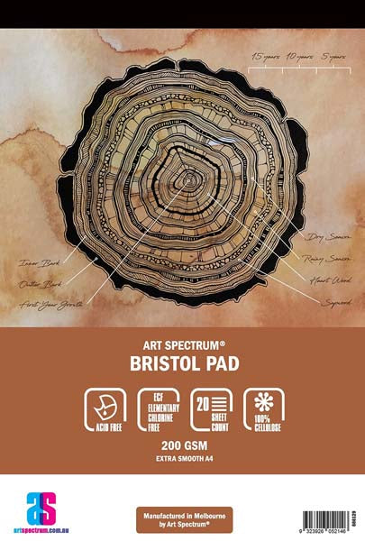 White Smoke Art Spectrum Bristol Pad, A4 200gsm 20 sheets Pads